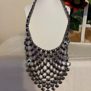Beautiful Navy Blue in Silver Tone Necklace (19") for any occasion